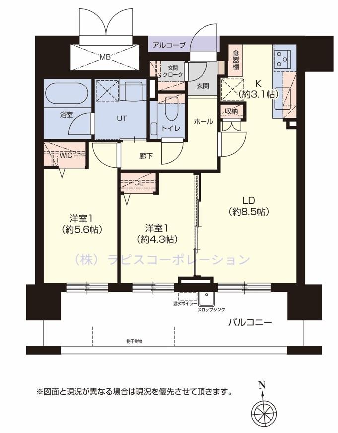 グランファーレ平岸ＴＨＥパークサイドウエストウイング・９階　地下鉄「南平岸」駅徒歩6分、南向き、２LDK